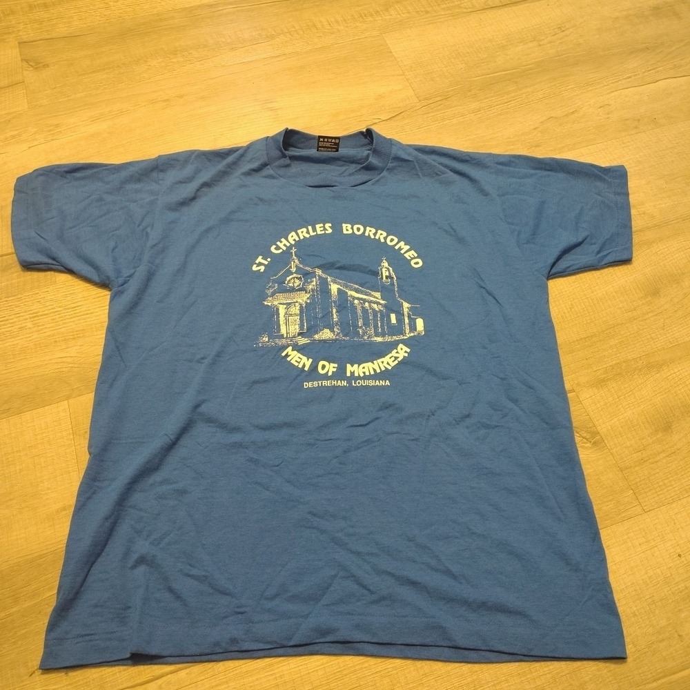 Fruit Of The Loom Best T Shirt Blue XL Single Stitch Church VTG USA